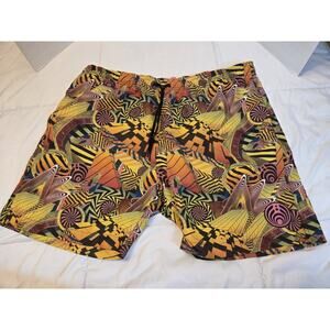 Bassnectar 2XL Shorts Elastic Waist Drawstring Mens Tribal 3 Pockets Glitch Wave